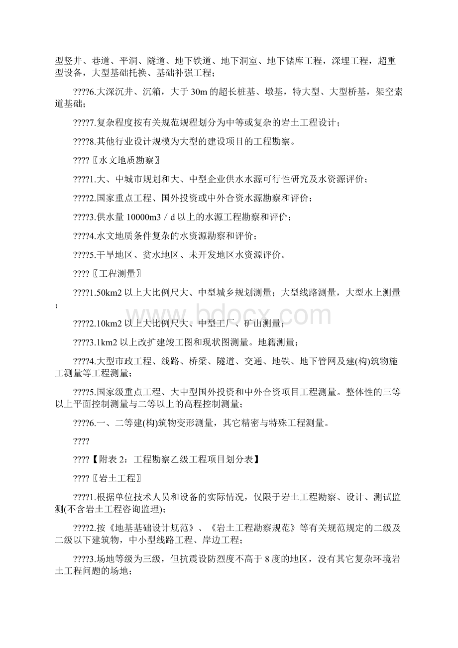 工程勘察设计资质等级承担任务范围Word文档下载推荐.docx_第3页