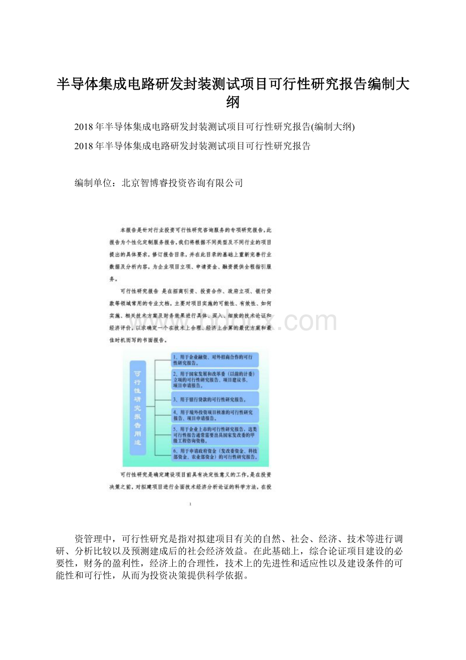 半导体集成电路研发封装测试项目可行性研究报告编制大纲Word文档格式.docx