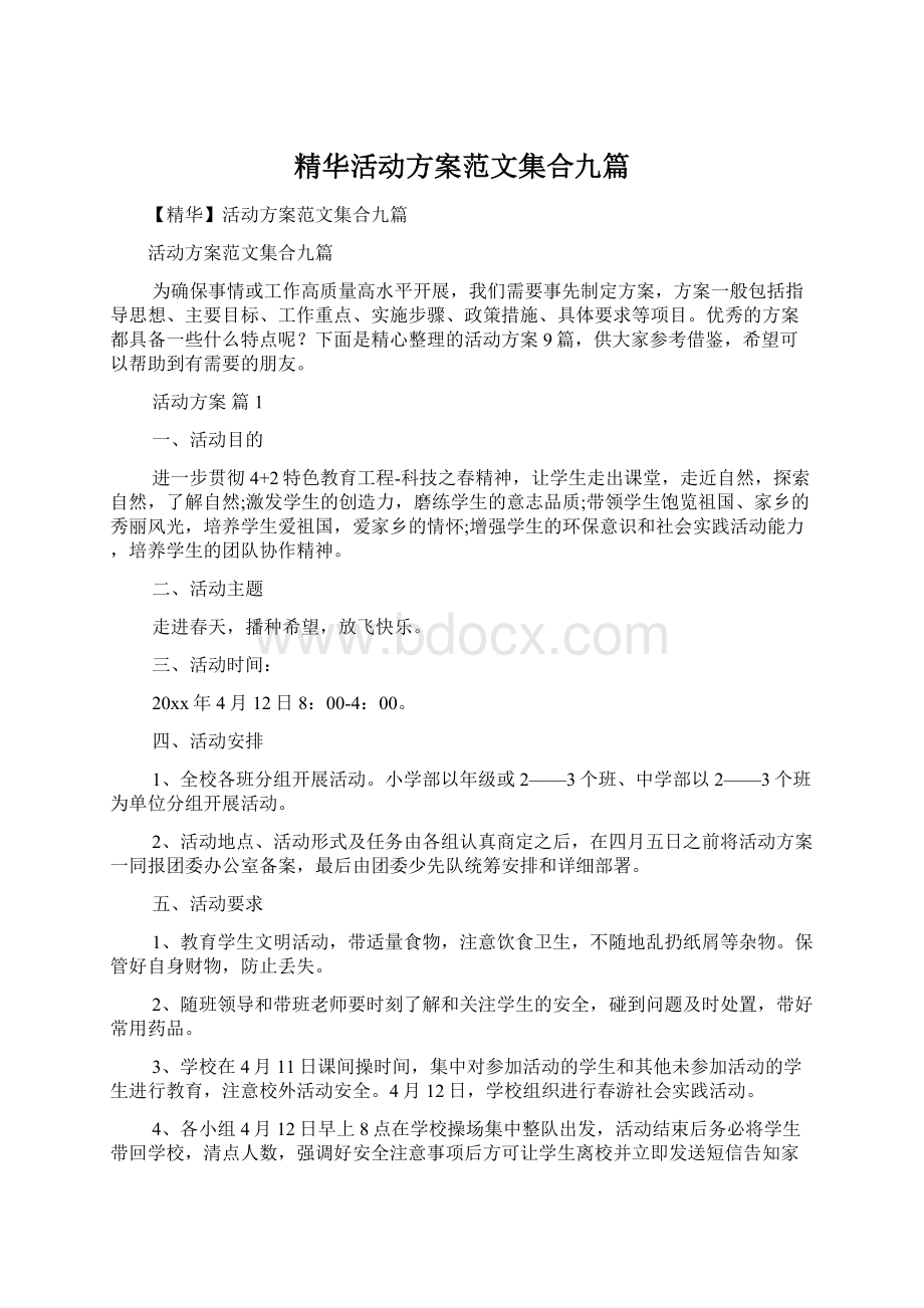 精华活动方案范文集合九篇文档格式.docx