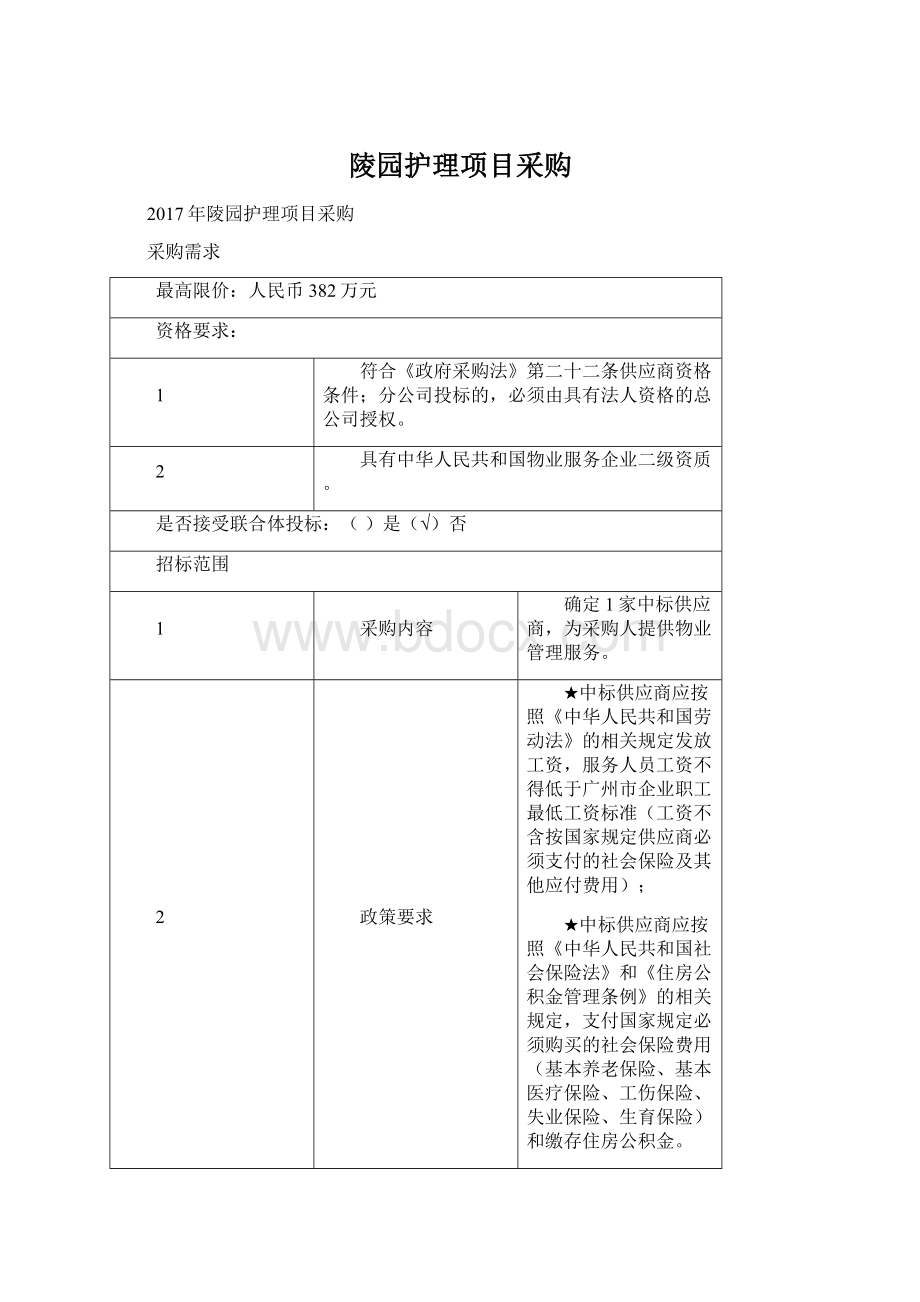 陵园护理项目采购.docx_第1页