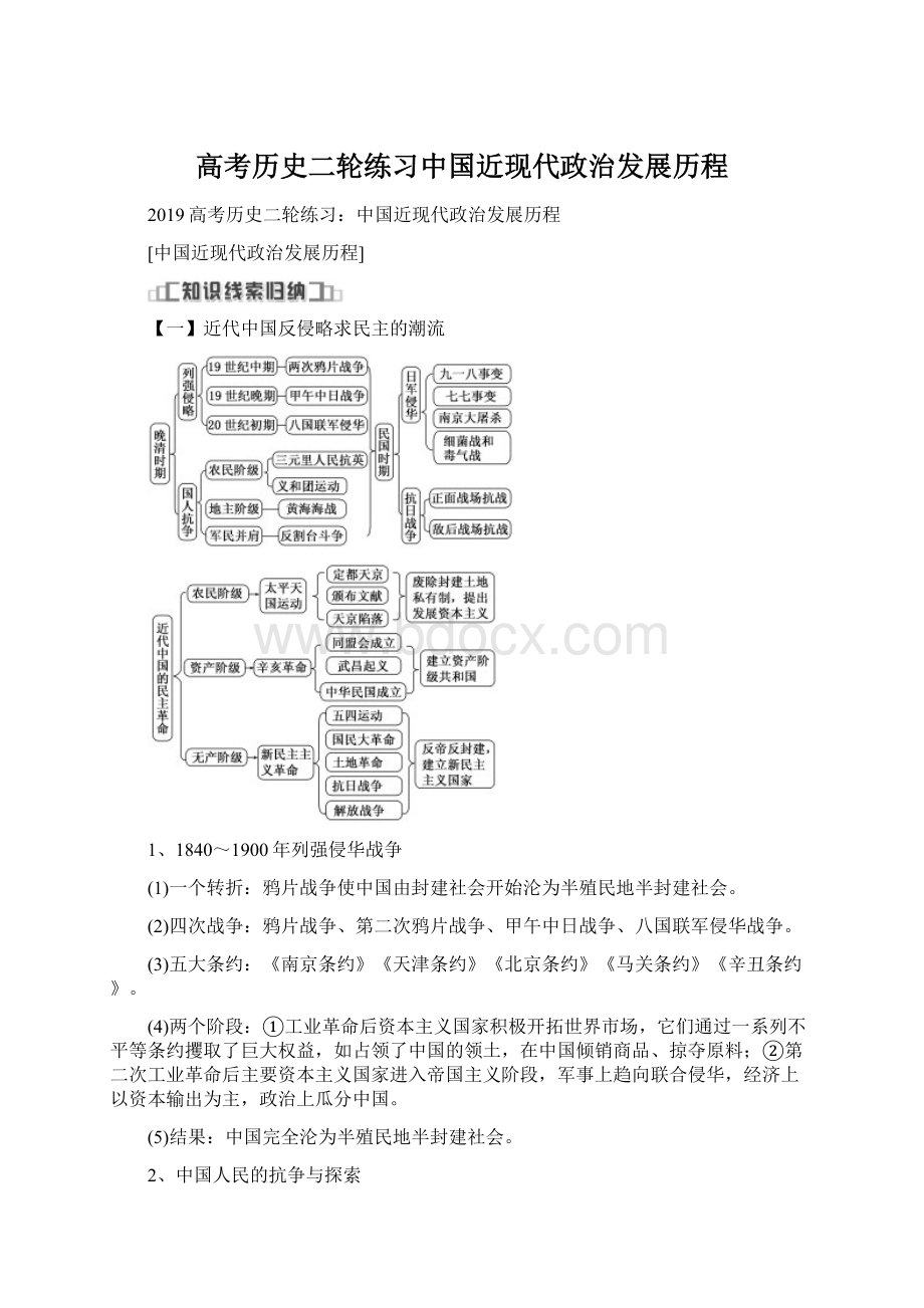 高考历史二轮练习中国近现代政治发展历程.docx_第1页