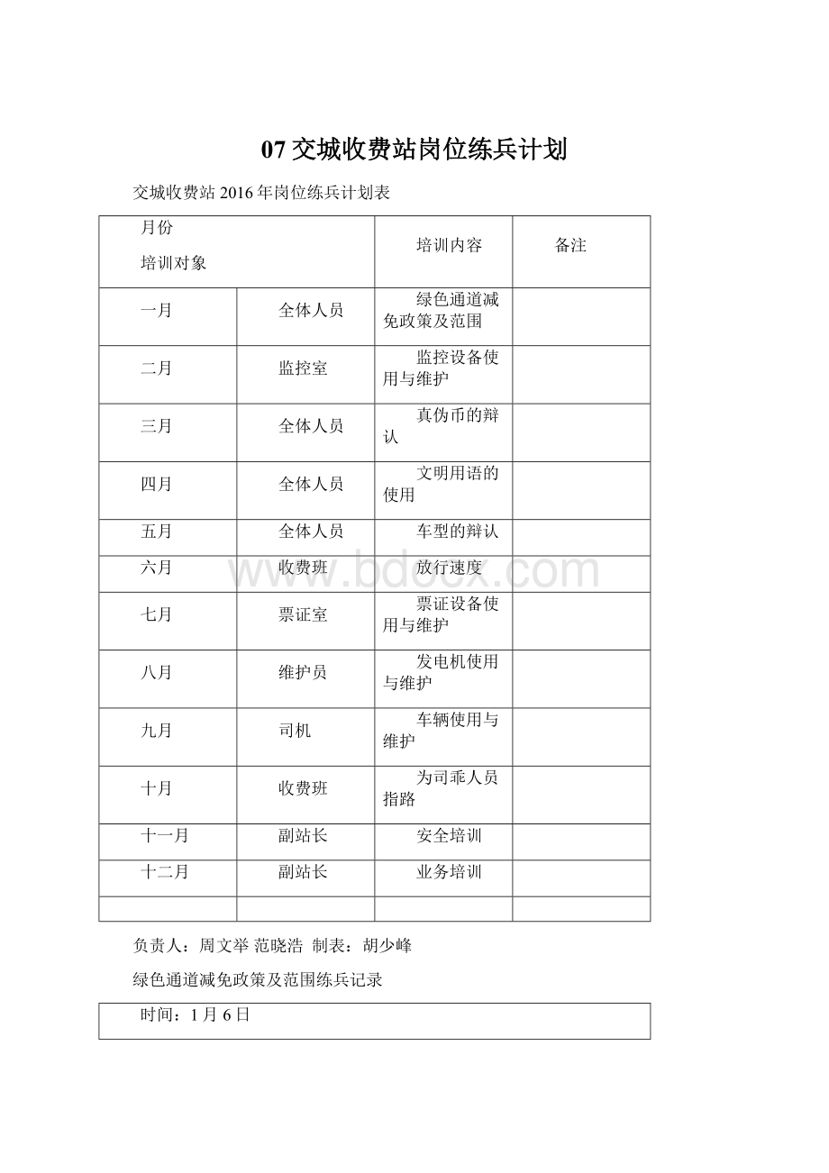 07交城收费站岗位练兵计划.docx_第1页