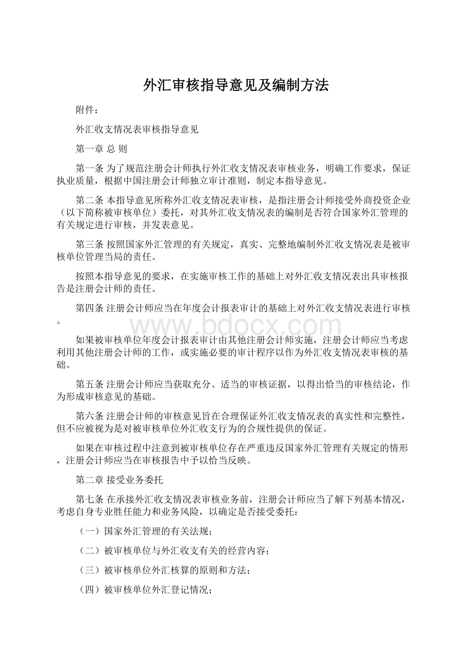 外汇审核指导意见及编制方法Word下载.docx_第1页