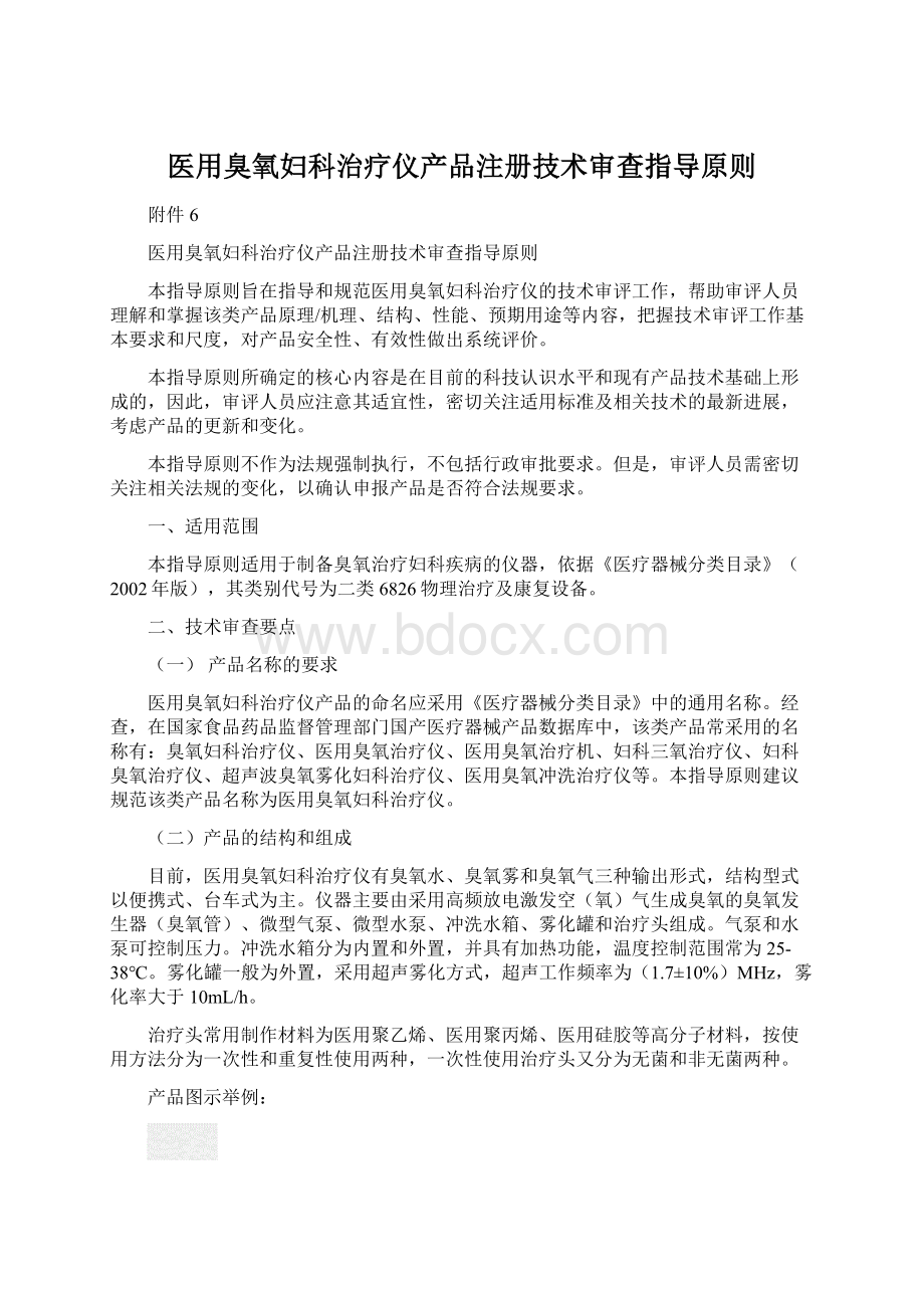 医用臭氧妇科治疗仪产品注册技术审查指导原则Word文件下载.docx