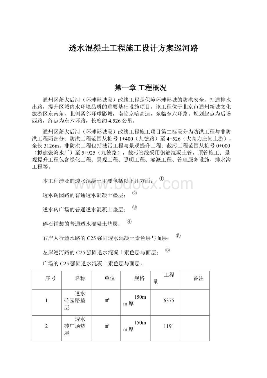 透水混凝土工程施工设计方案巡河路.docx_第1页