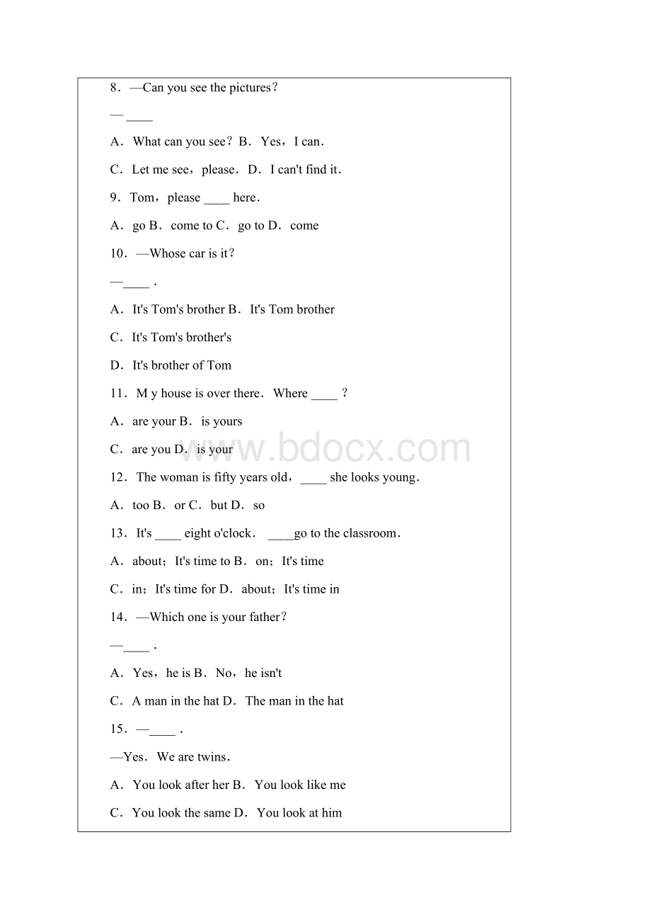 全国中学生英语能力竞赛NEPCS初一组样题含答案Word文档下载推荐.docx_第2页