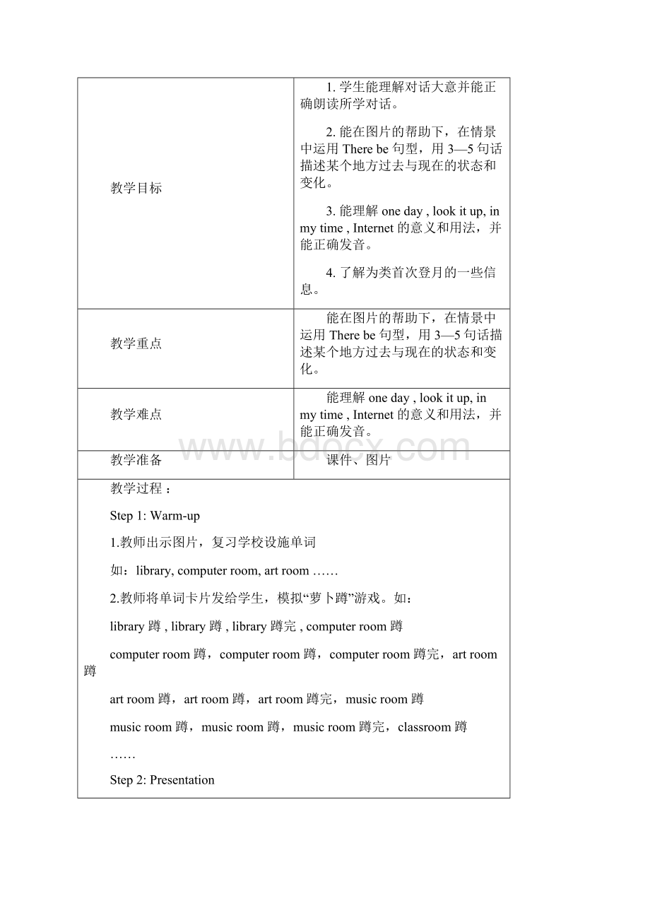 新版PEP小学六年级英语下册Unit 4 Then and now教案doc.docx_第2页