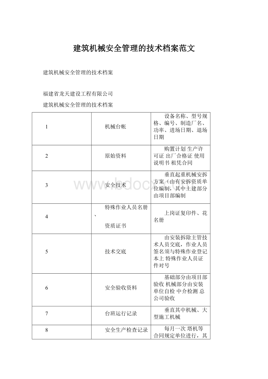 建筑机械安全管理的技术档案范文Word下载.docx_第1页