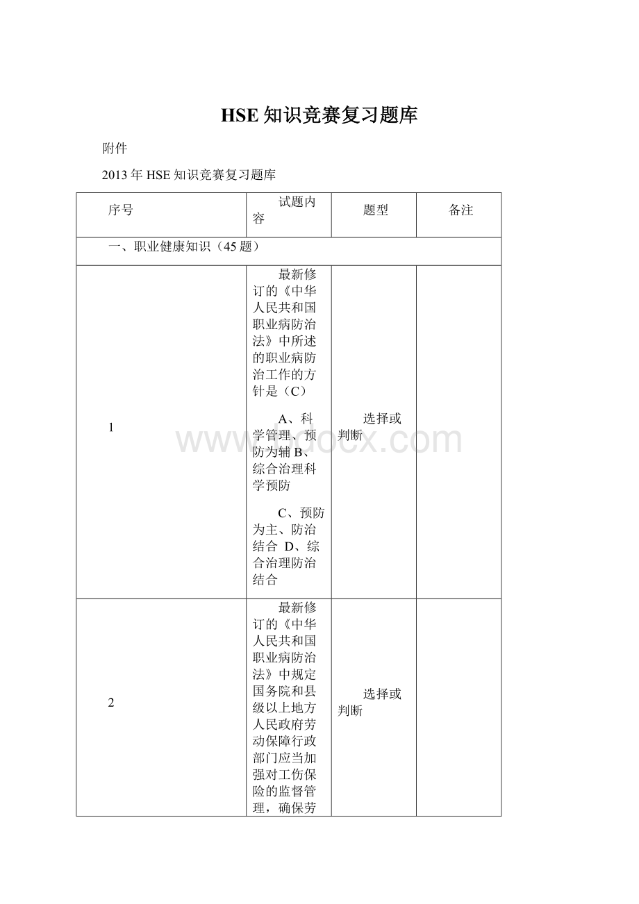 HSE知识竞赛复习题库.docx_第1页