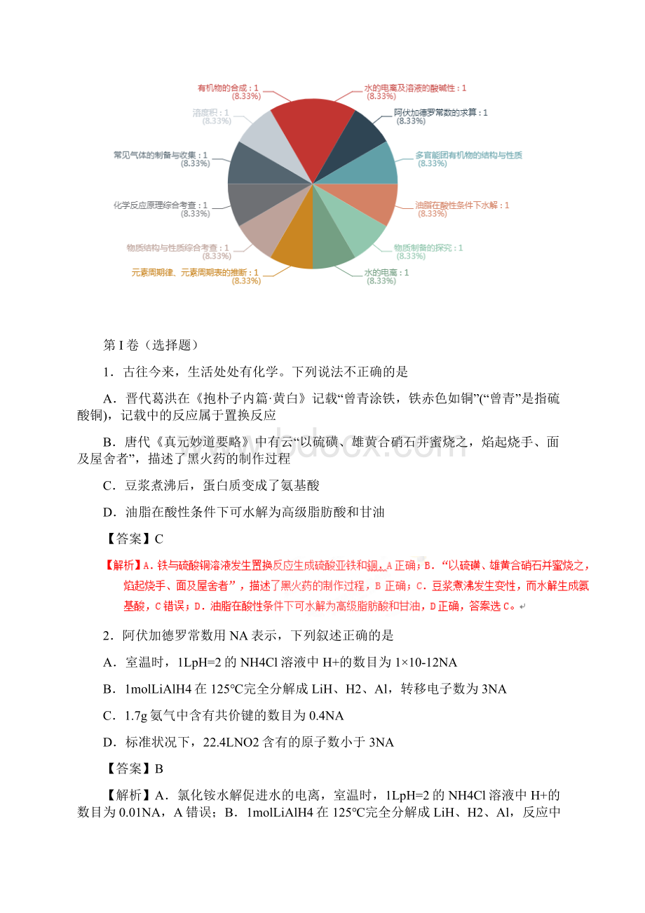 河北新课标Ⅰ河北省唐山市届高三第一次模拟考试理综化学试题解析版附答案精品.docx_第3页