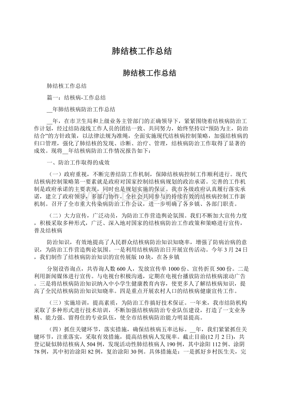 肺结核工作总结Word文档格式.docx