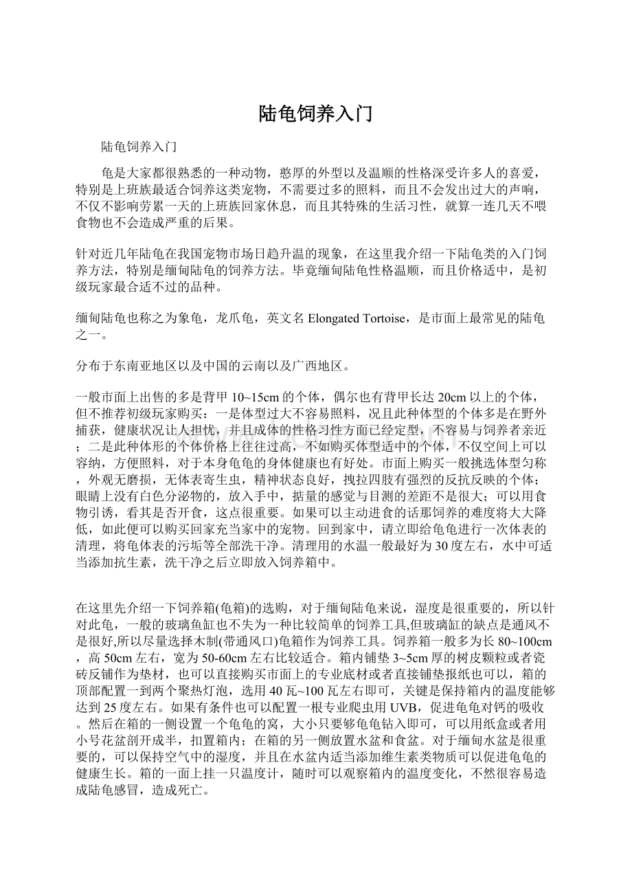 陆龟饲养入门Word格式文档下载.docx_第1页