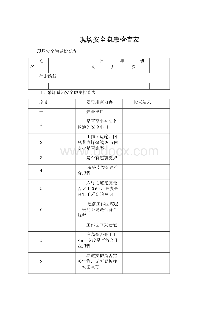 现场安全隐患检查表.docx