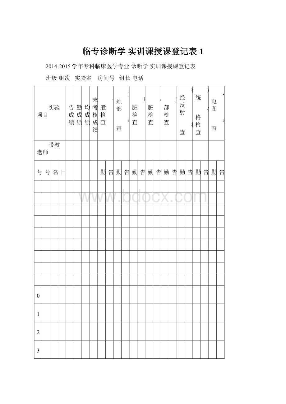 临专诊断学 实训课授课登记表1.docx_第1页