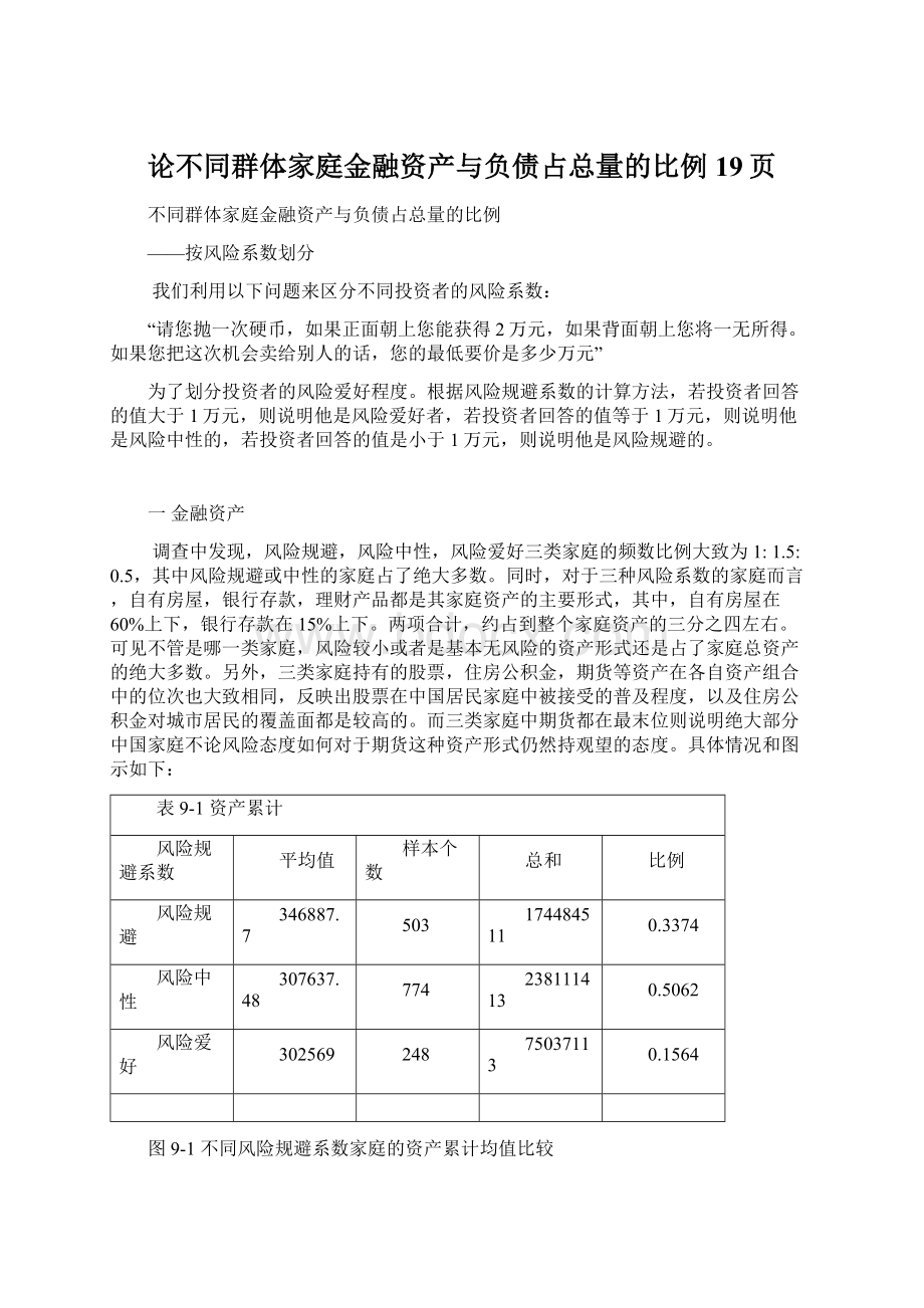 论不同群体家庭金融资产与负债占总量的比例19页.docx_第1页