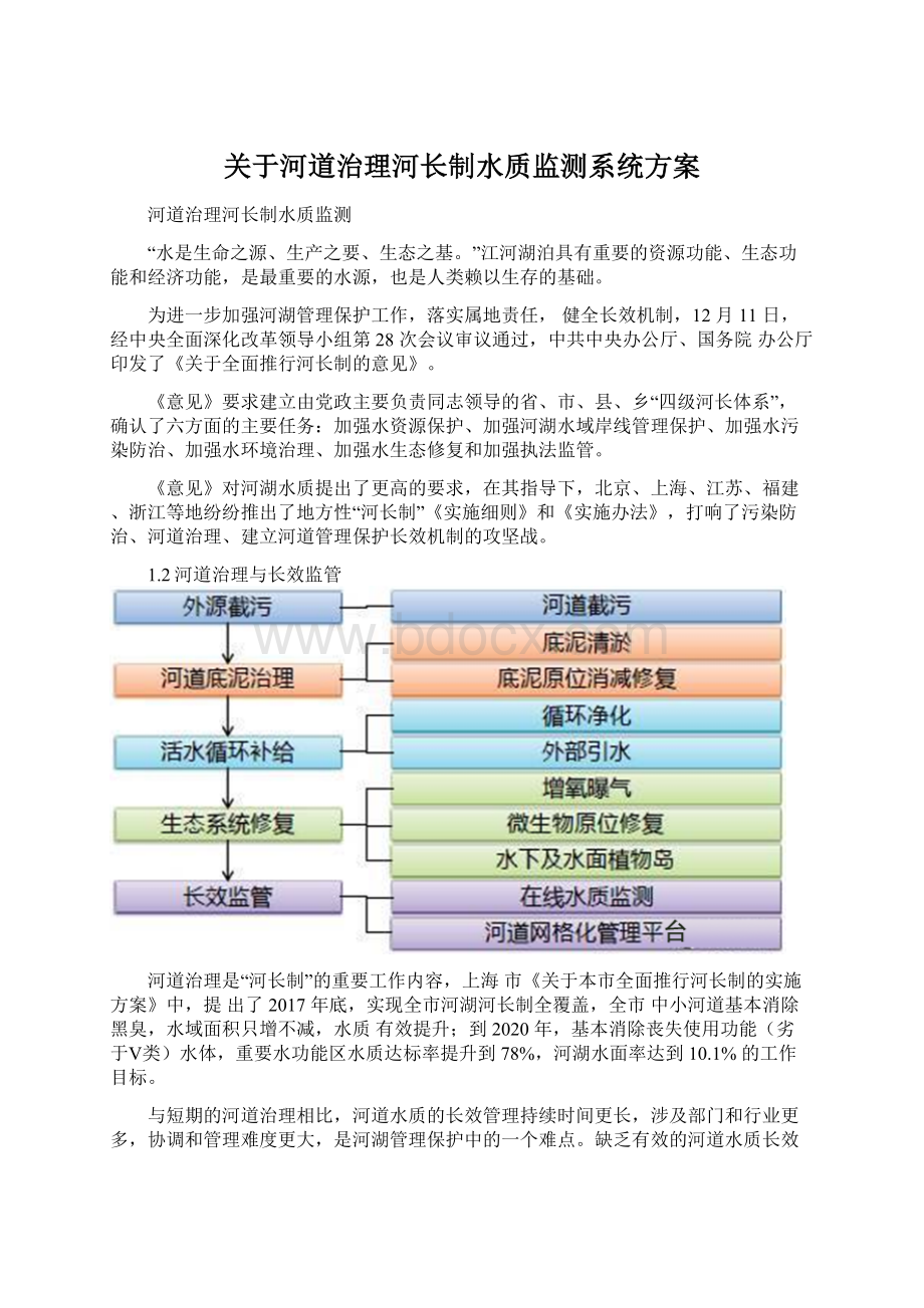 关于河道治理河长制水质监测系统方案Word文档格式.docx