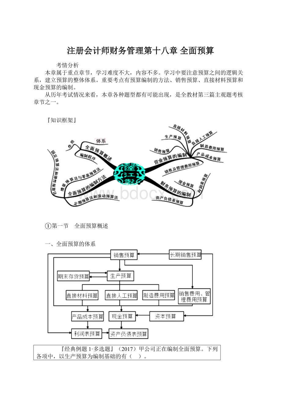 注册会计师财务管理第十八章 全面预算.docx_第1页