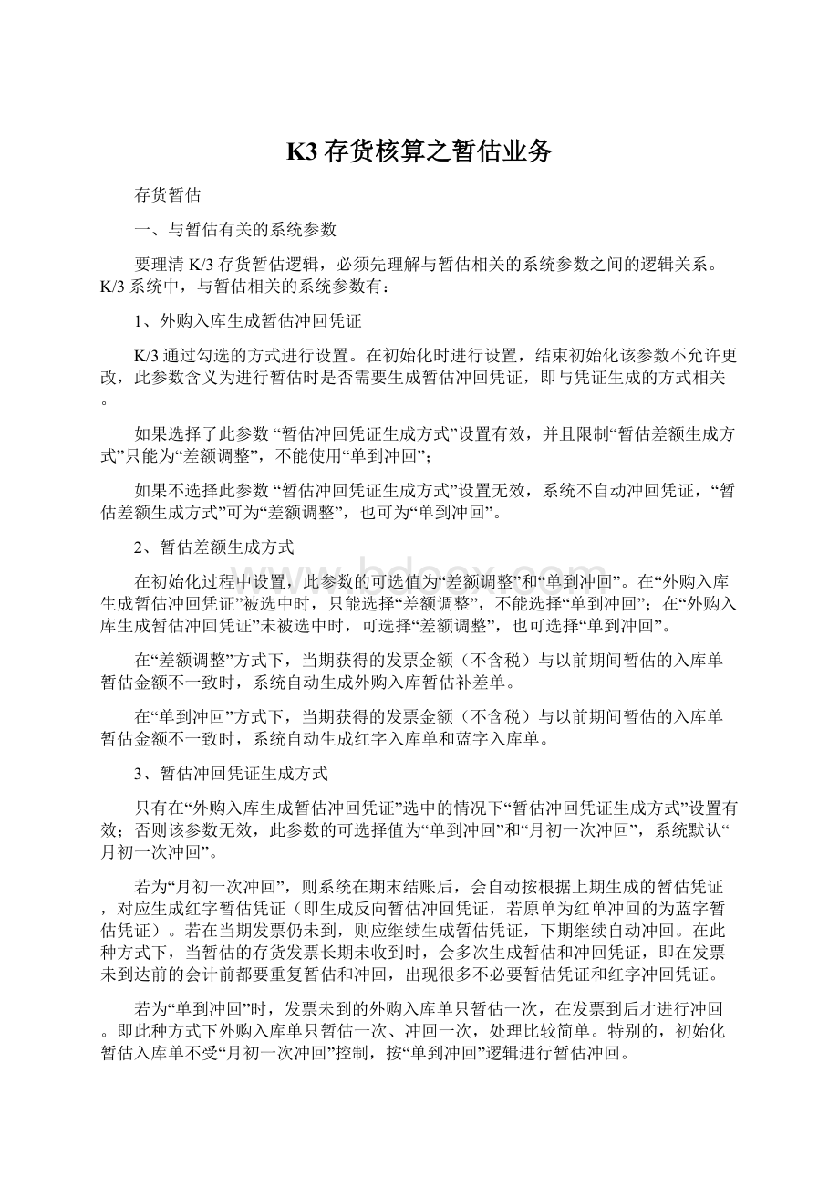 K3存货核算之暂估业务文档格式.docx