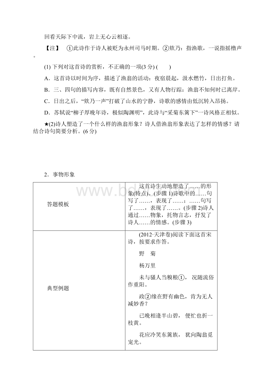 39 版 专题6 提分攻略2 熟记4类模板突破诗歌鉴赏主观题鉴赏瓶颈Word格式文档下载.docx_第2页