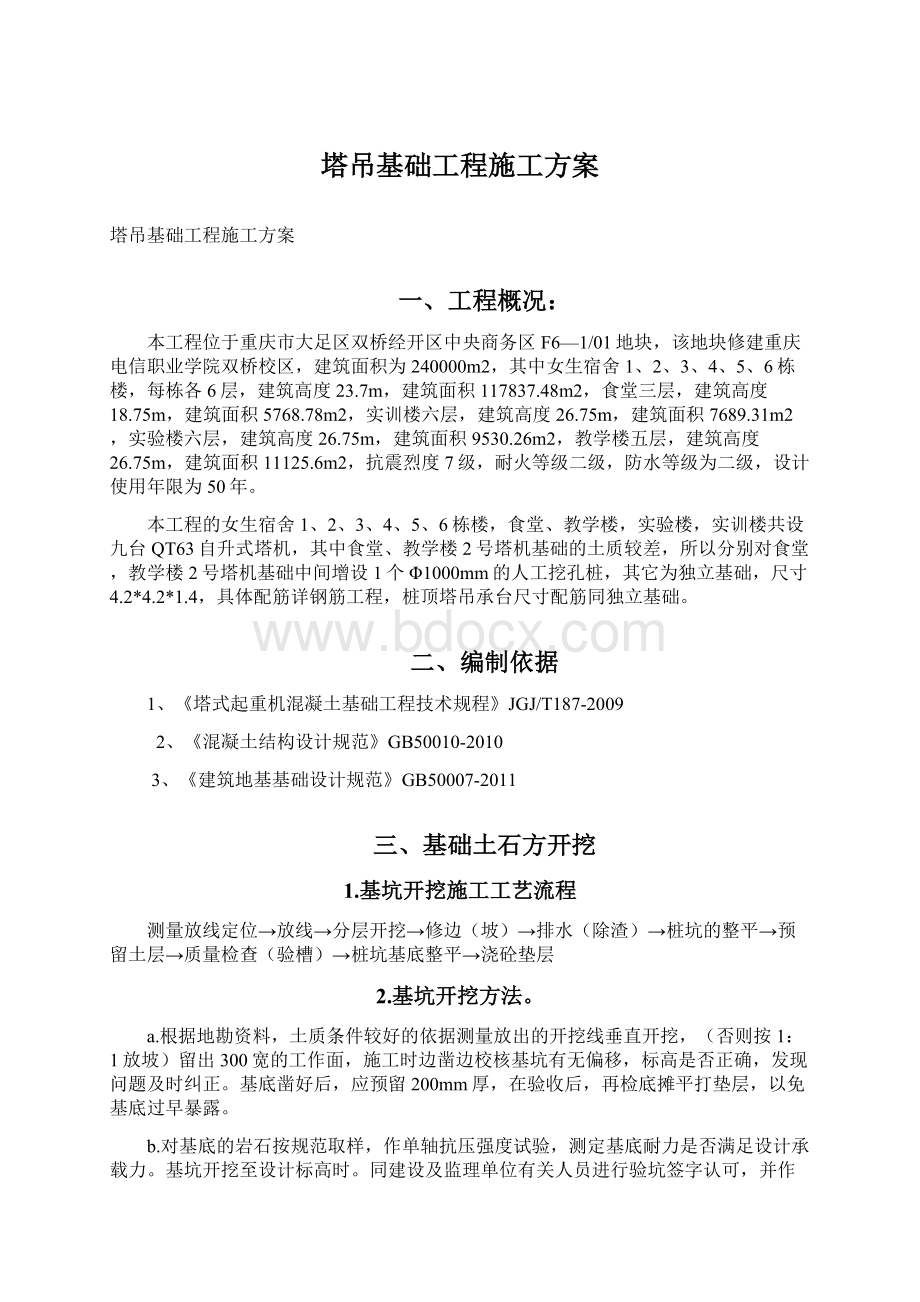 塔吊基础工程施工方案.docx