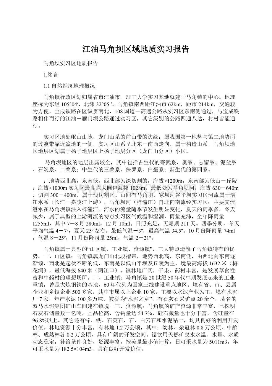 江油马角坝区域地质实习报告Word格式文档下载.docx