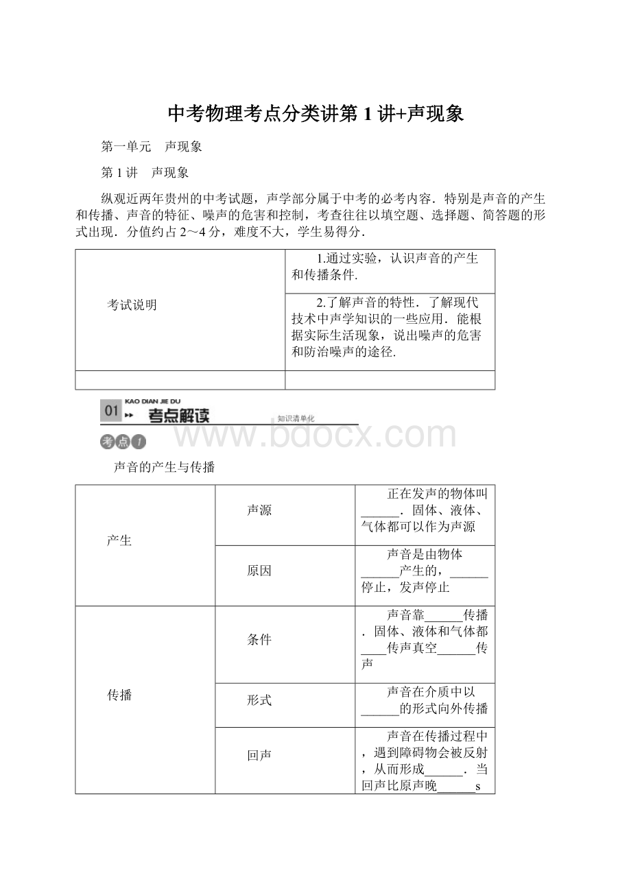 中考物理考点分类讲第1讲+声现象.docx_第1页