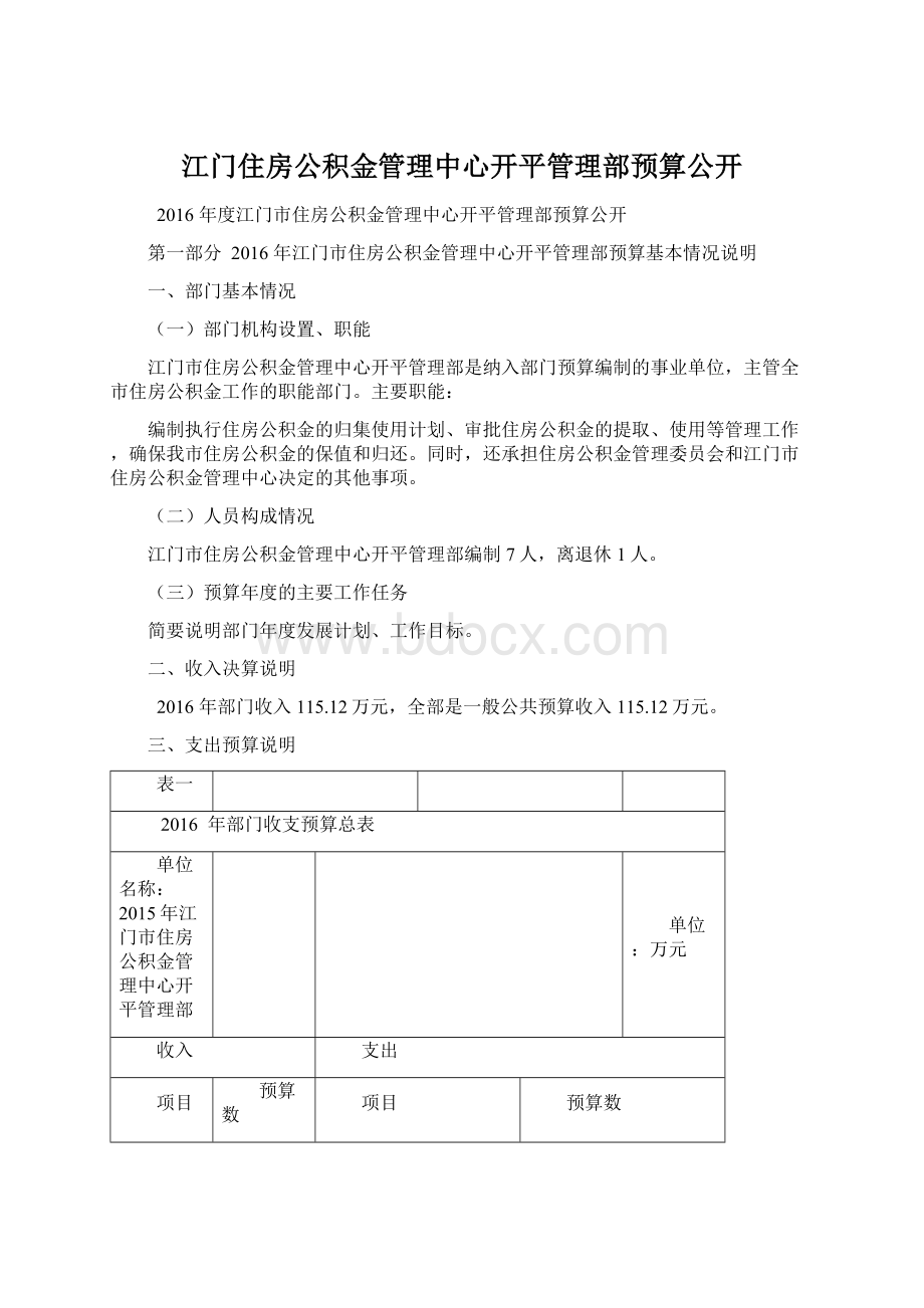 江门住房公积金管理中心开平管理部预算公开.docx