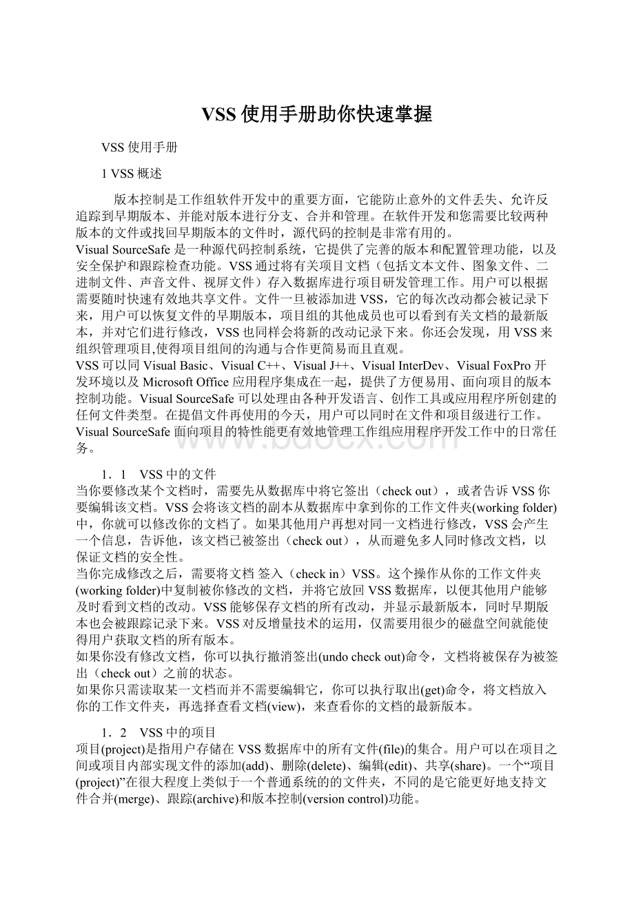 VSS使用手册助你快速掌握Word下载.docx