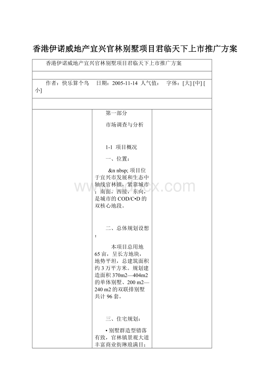 香港伊诺威地产宜兴官林别墅项目君临天下上市推广方案.docx