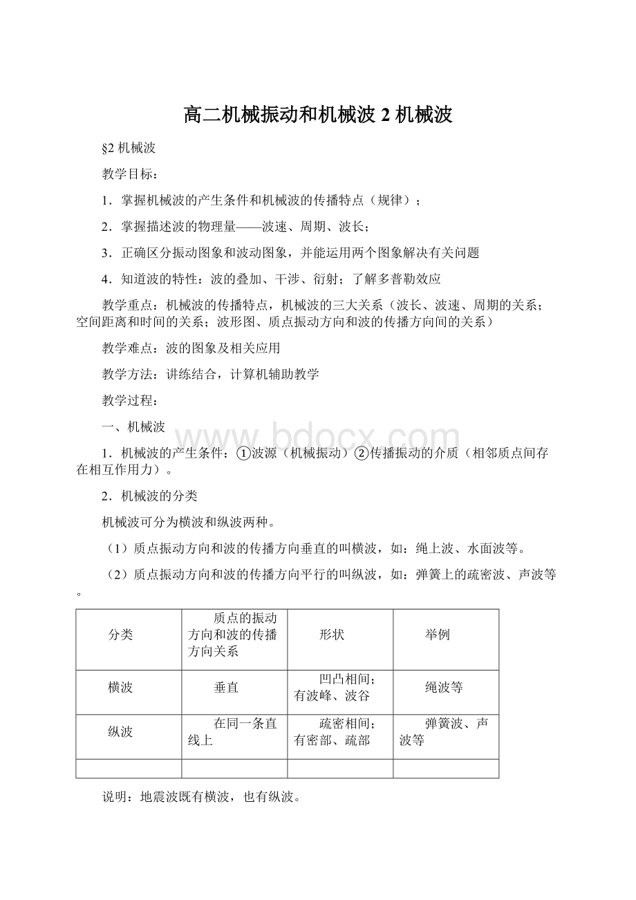 高二机械振动和机械波2 机械波.docx_第1页