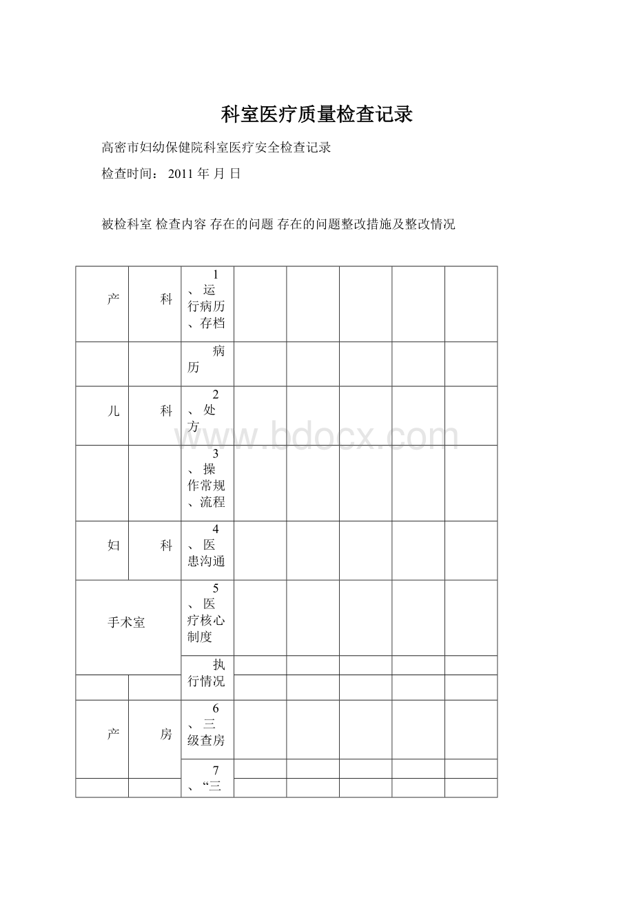 科室医疗质量检查记录.docx