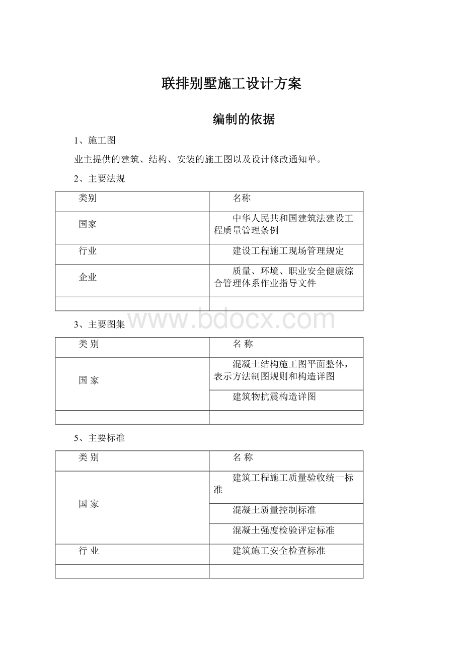 联排别墅施工设计方案Word文档下载推荐.docx_第1页