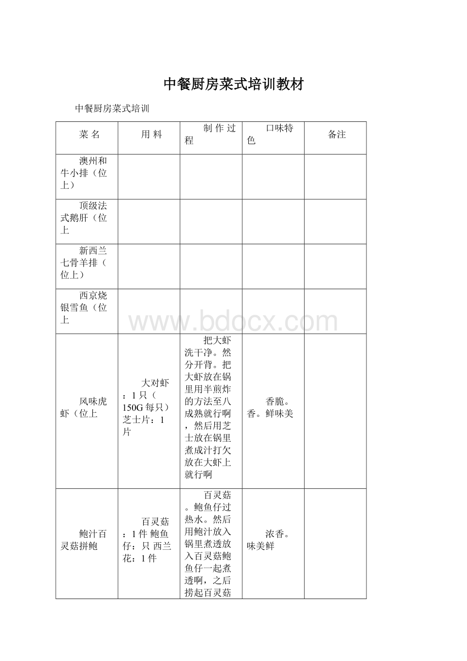 中餐厨房菜式培训教材Word格式文档下载.docx