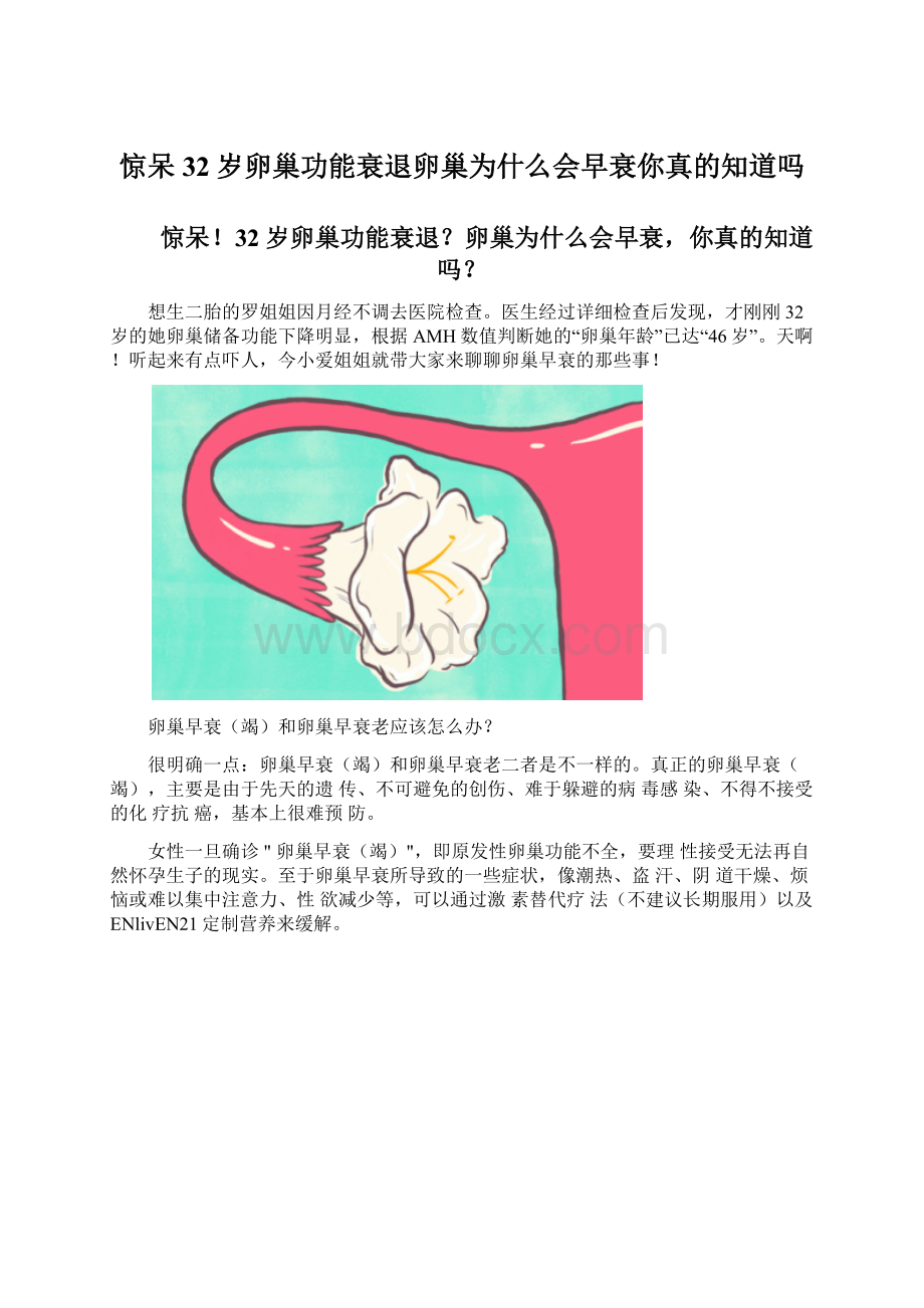 惊呆32岁卵巢功能衰退卵巢为什么会早衰你真的知道吗.docx_第1页