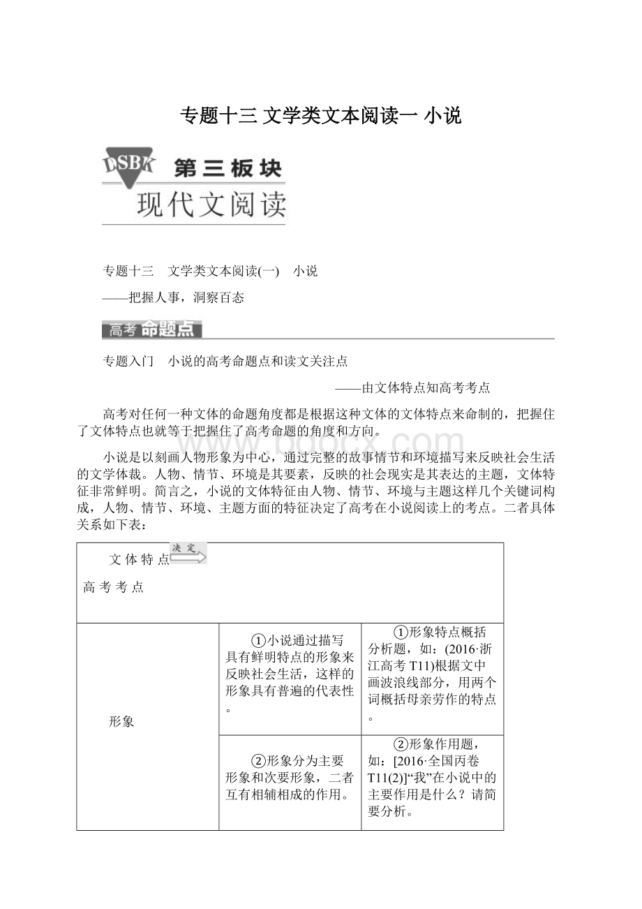 专题十三 文学类文本阅读一 小说.docx