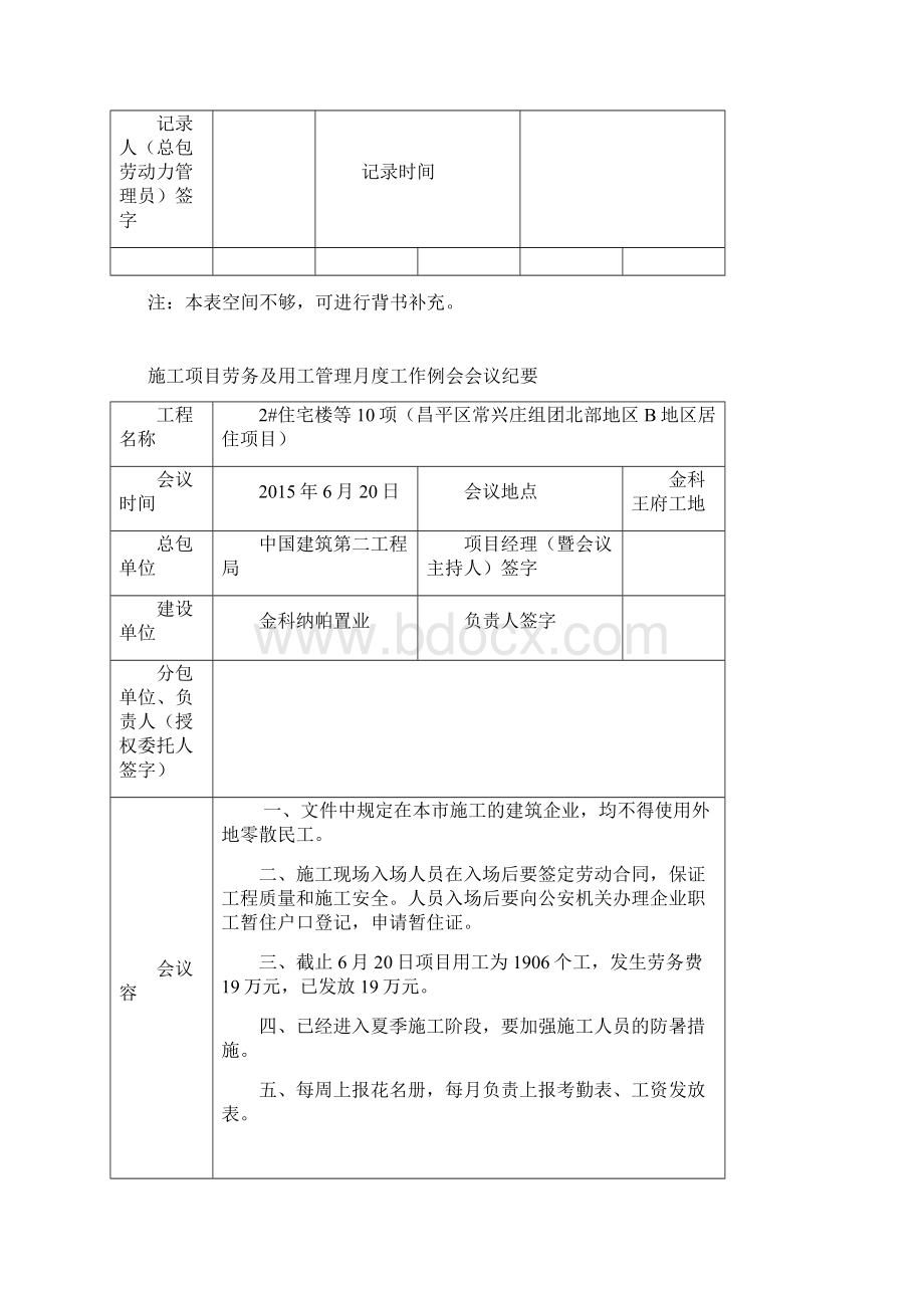 施工项目劳务与用工管理月度工作例会会议纪要Word文档格式.docx_第2页