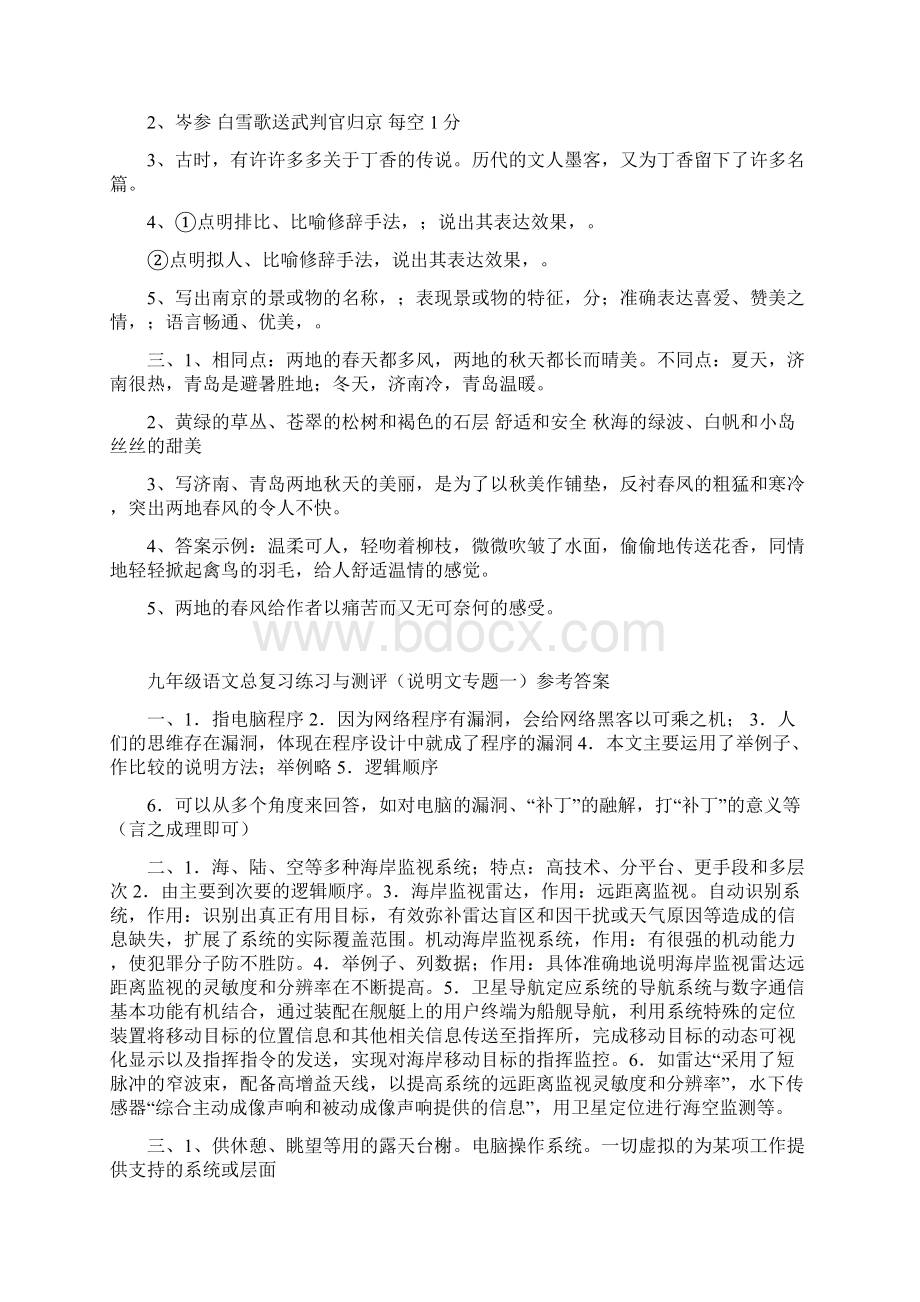 九年级语文总复习练习与测评答案.docx_第2页