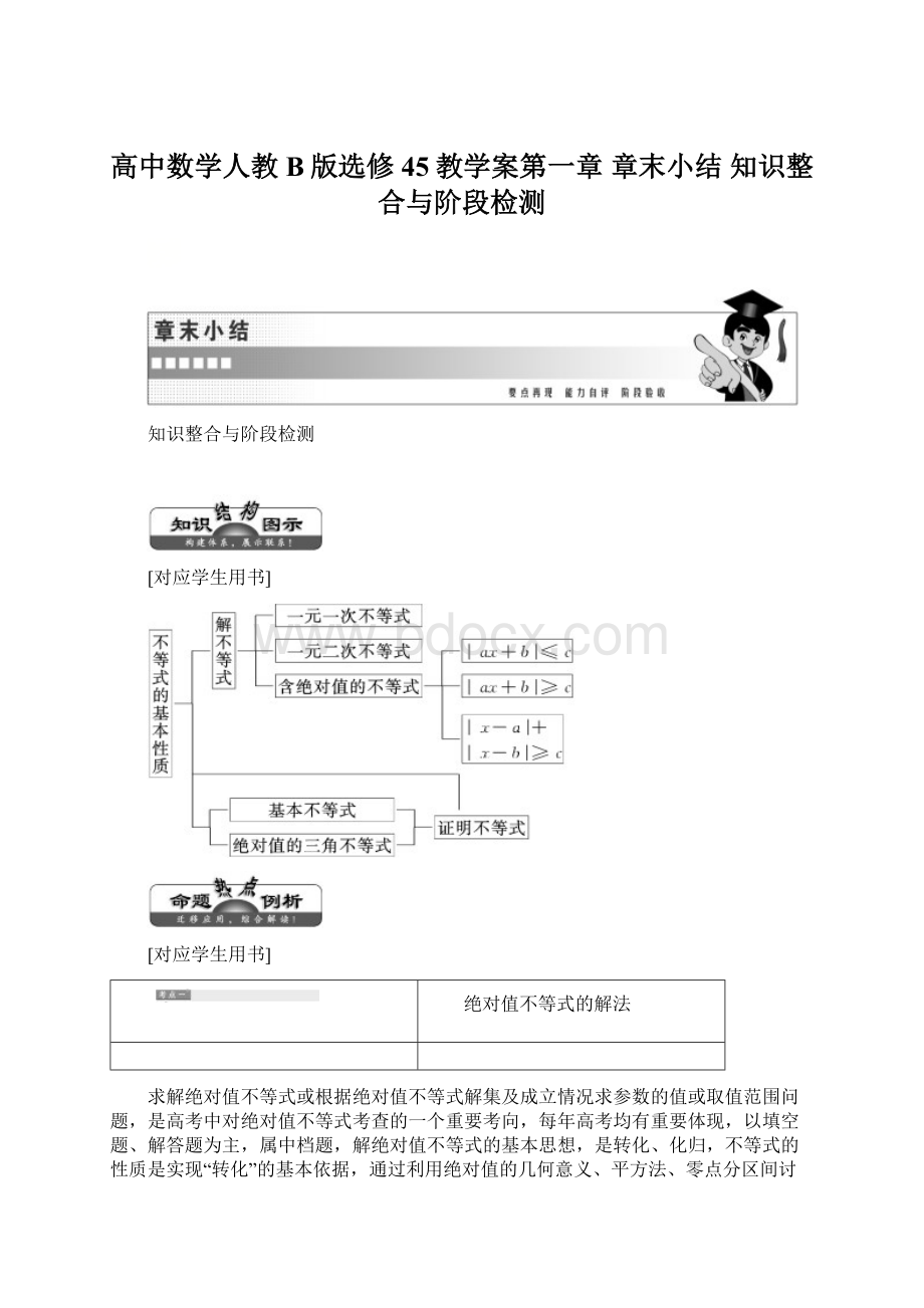 高中数学人教B版选修45教学案第一章 章末小结 知识整合与阶段检测.docx