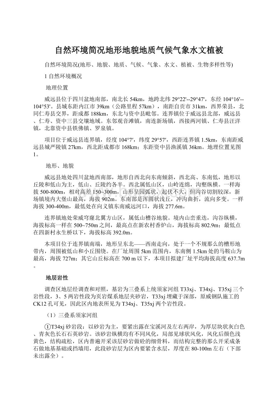 自然环境简况地形地貌地质气候气象水文植被文档格式.docx