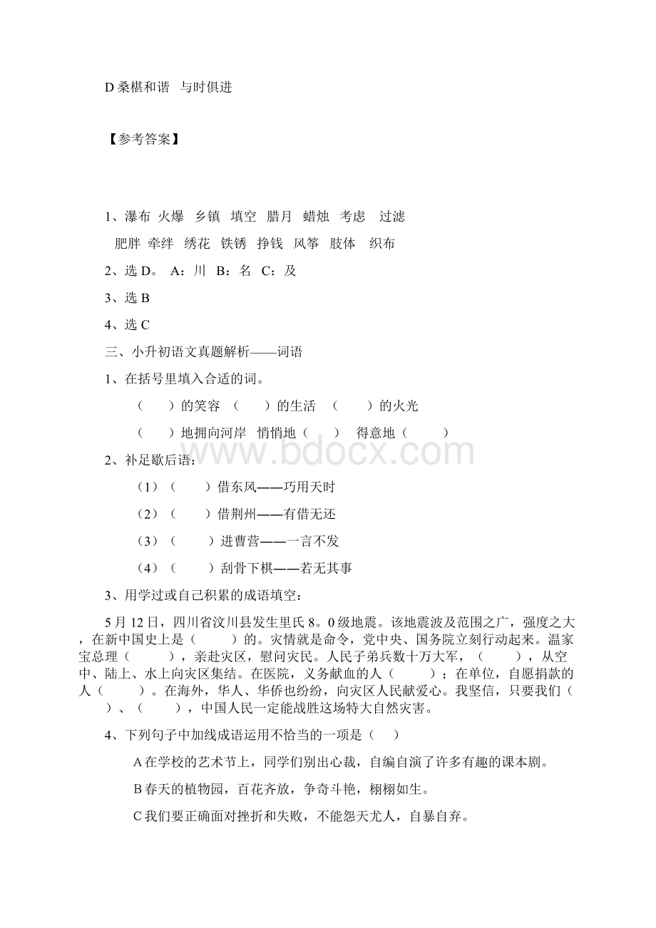 小升初语文试题精选汇总包含答案文档格式.docx_第3页