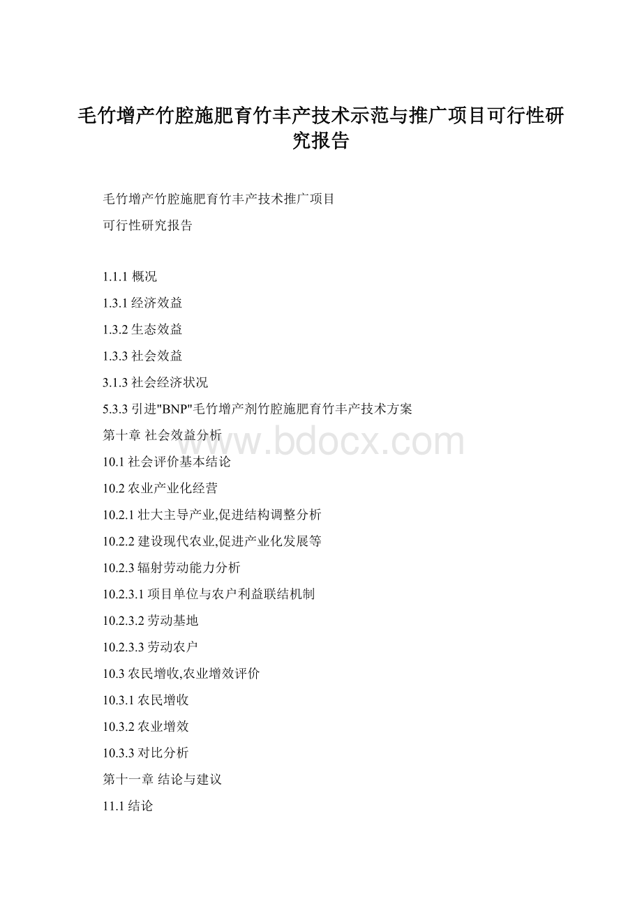 毛竹增产竹腔施肥育竹丰产技术示范与推广项目可行性研究报告.docx_第1页