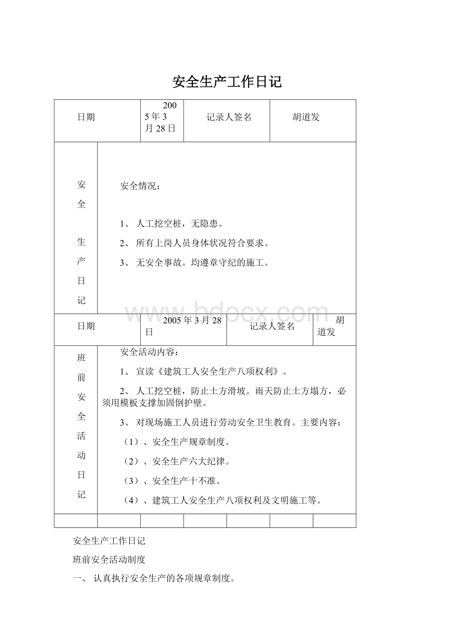 安全生产工作日记.docx_第1页