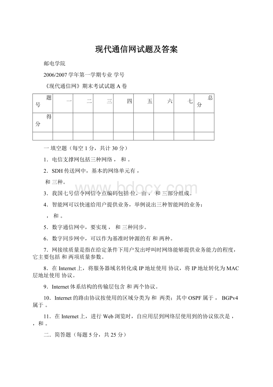 现代通信网试题及答案.docx