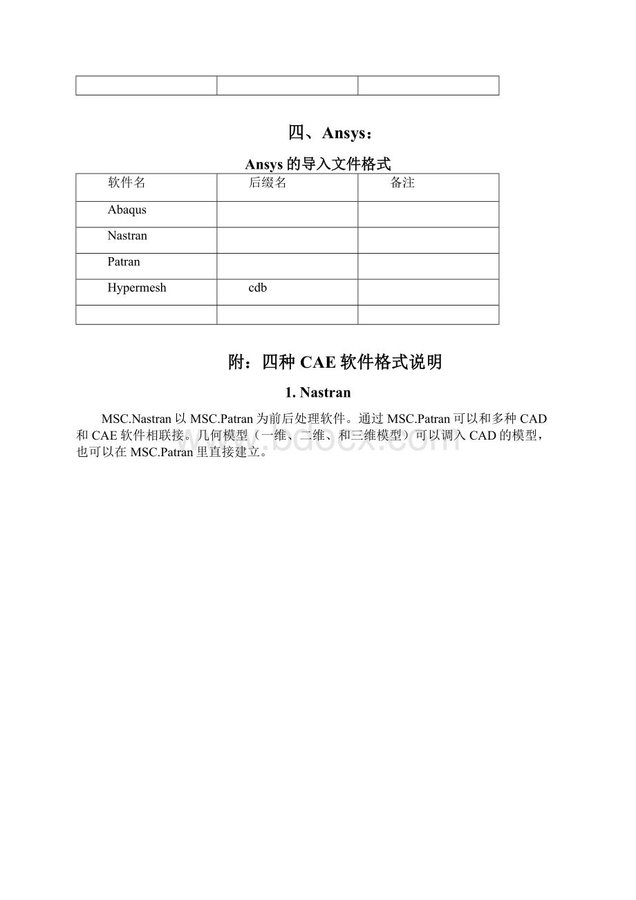 常用CAE软件导入导出文件格式汇总2Word格式文档下载.docx_第3页