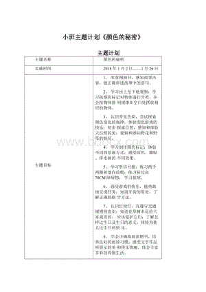 小班主题计划《颜色的秘密》.docx