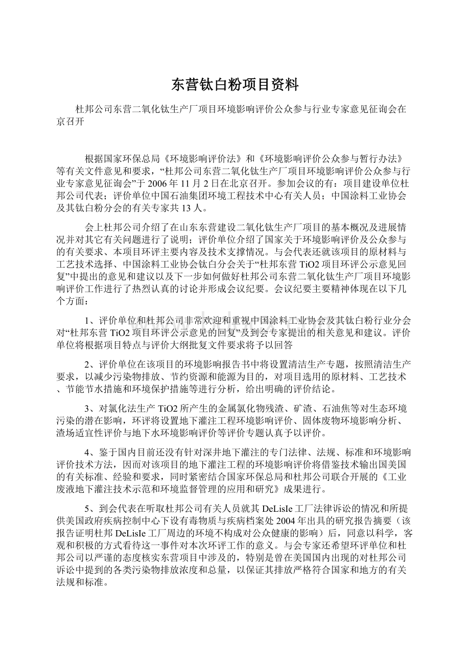 东营钛白粉项目资料Word文档格式.docx_第1页