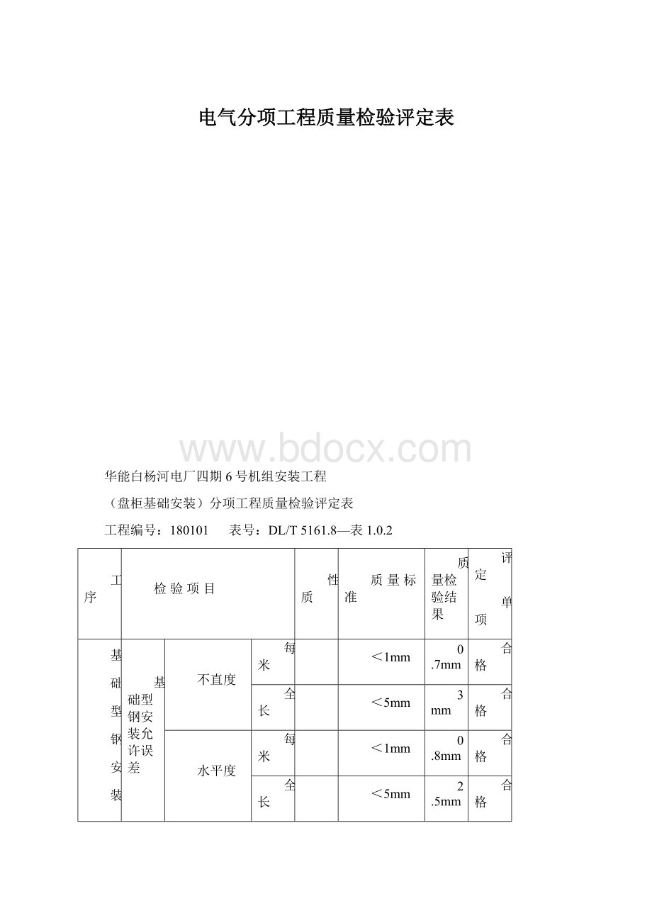 电气分项工程质量检验评定表Word文件下载.docx_第1页