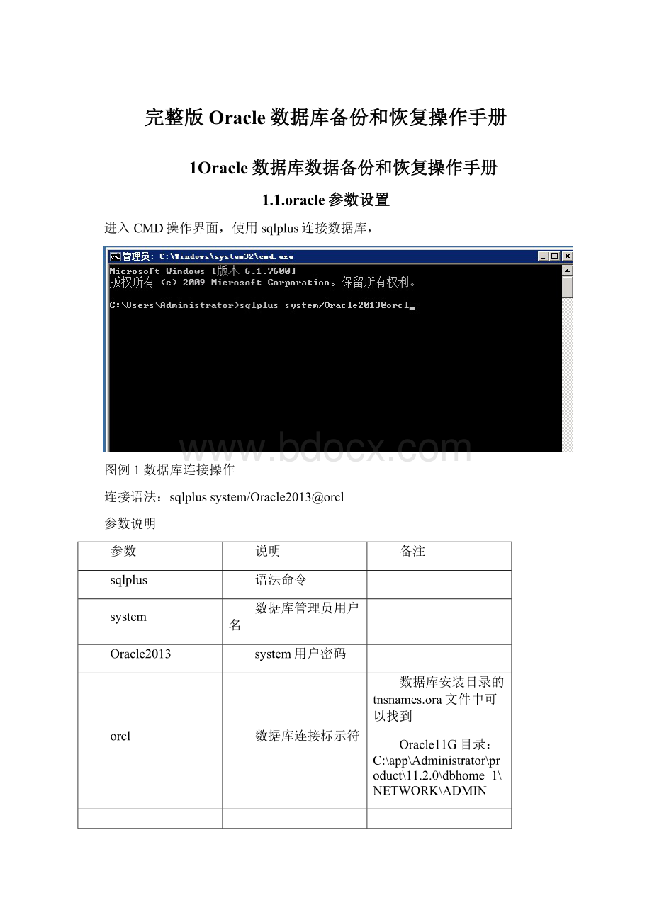 完整版Oracle数据库备份和恢复操作手册.docx_第1页