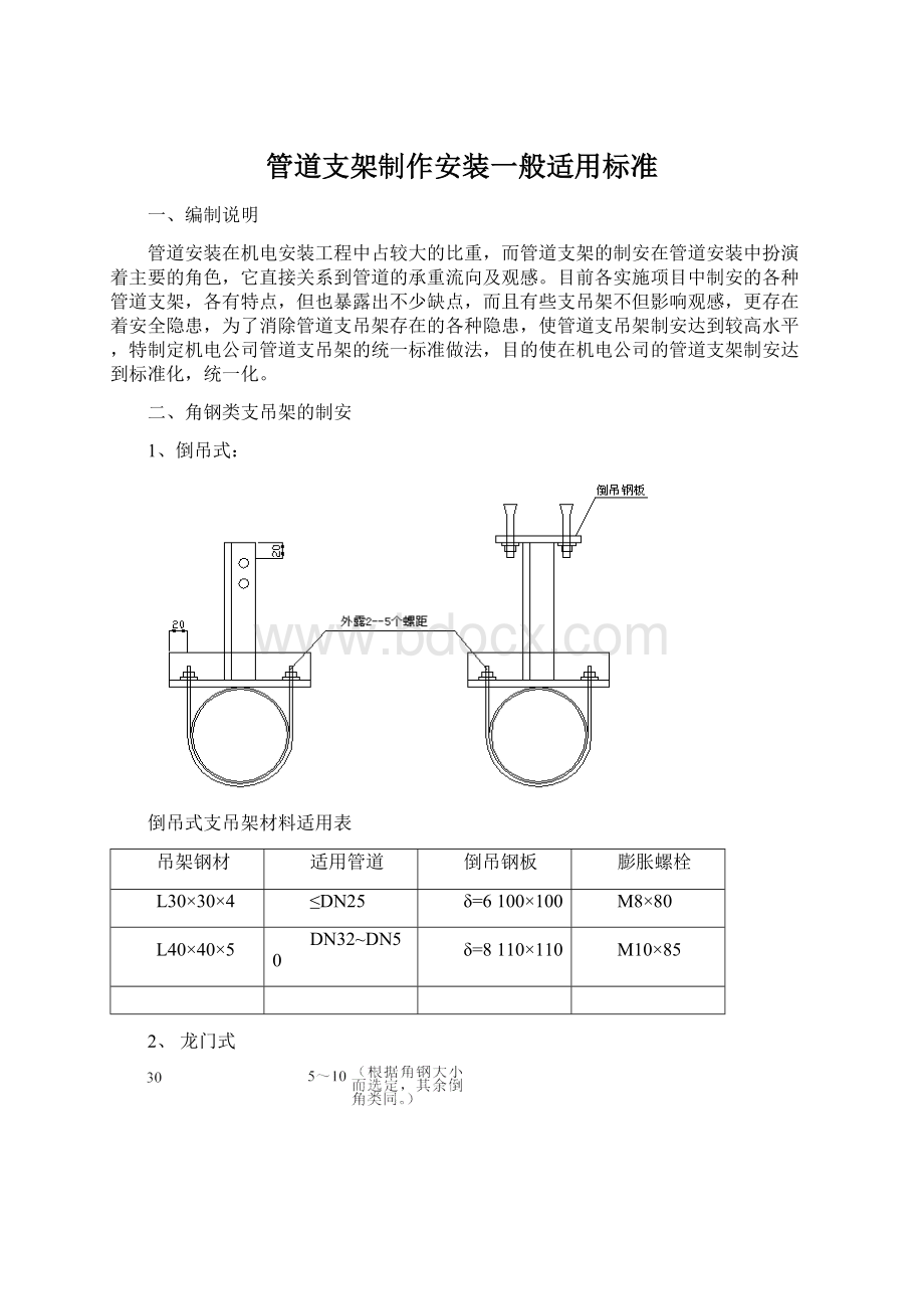 管道支架制作安装一般适用标准Word文件下载.docx_第1页