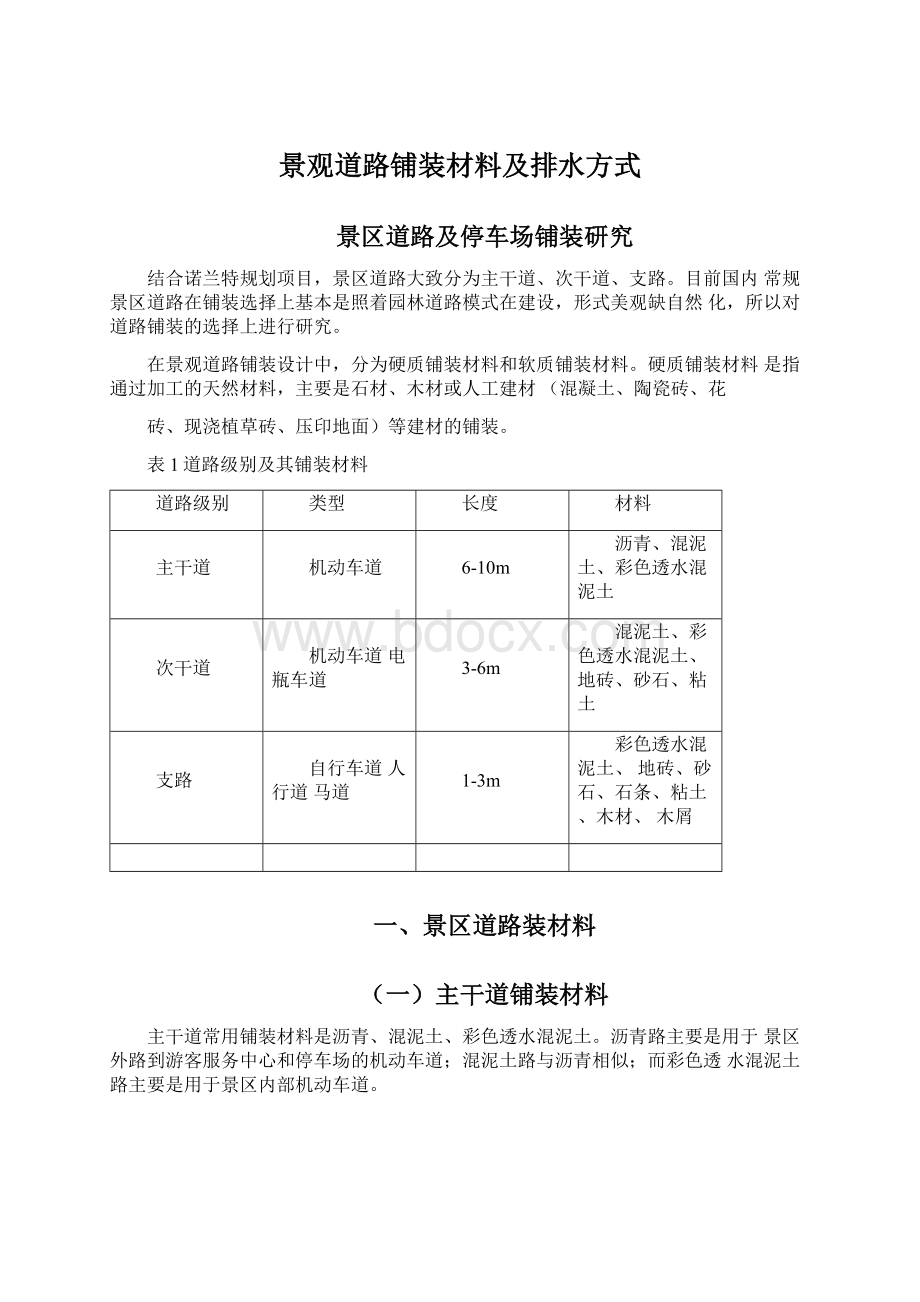 景观道路铺装材料及排水方式.docx